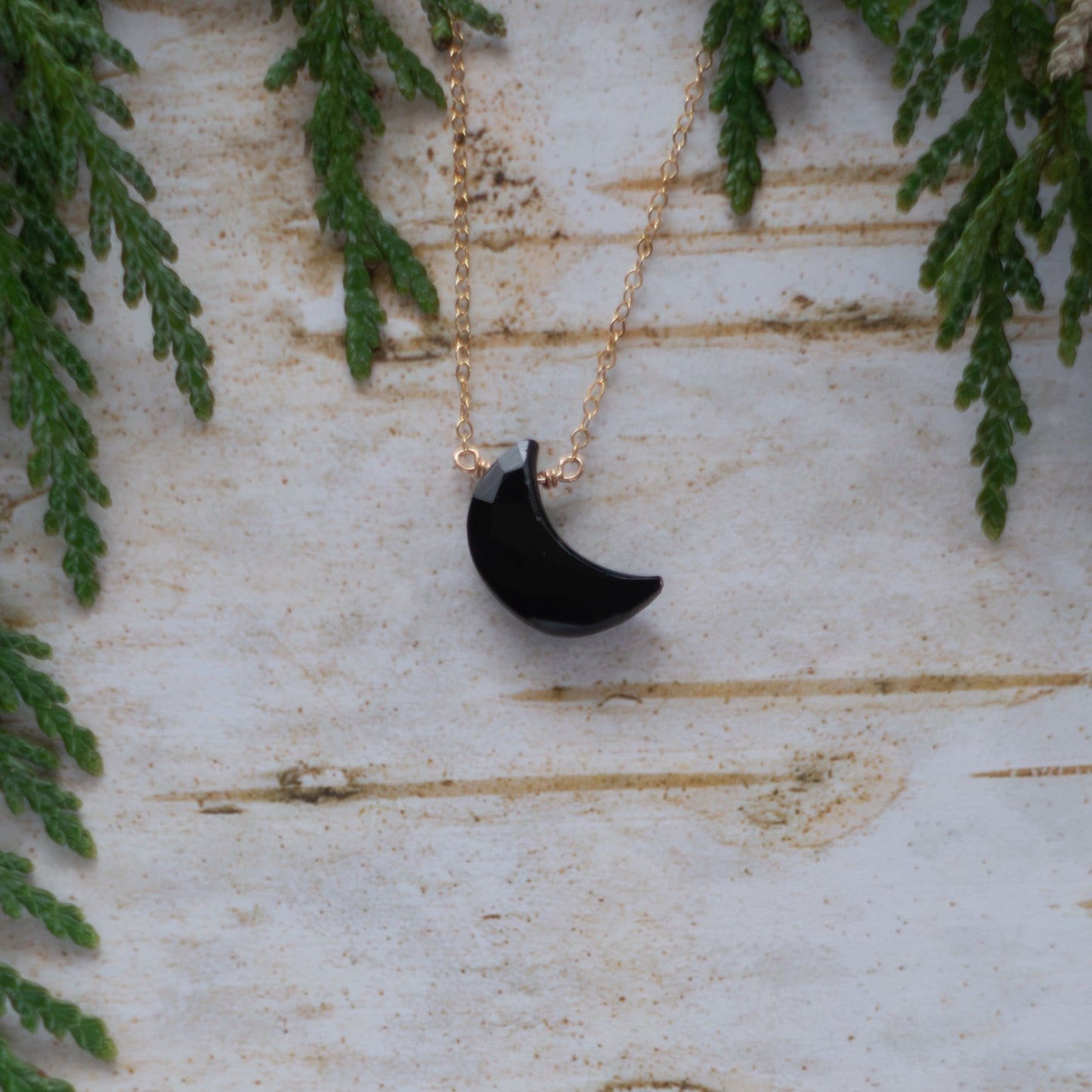 Crescent Moon Gemstone Necklace