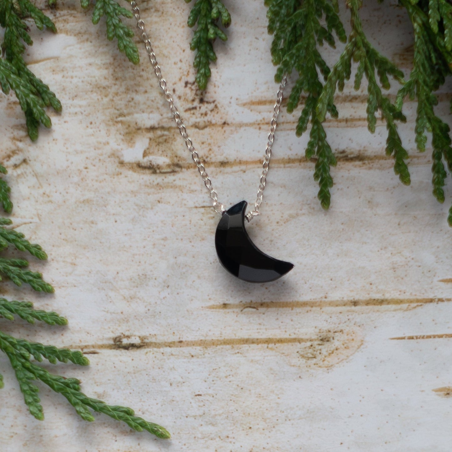 Crescent Moon Gemstone Necklace