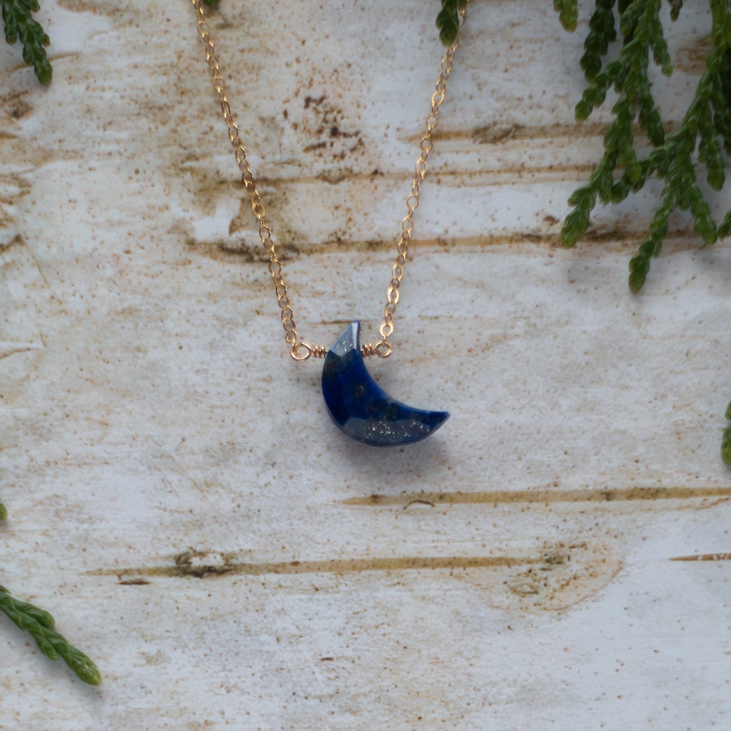 Crescent Moon Gemstone Necklace