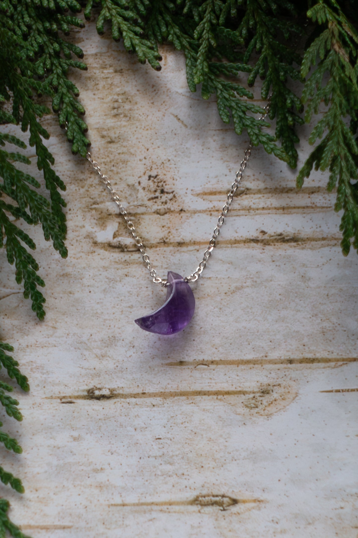 Crescent Moon Gemstone Necklace