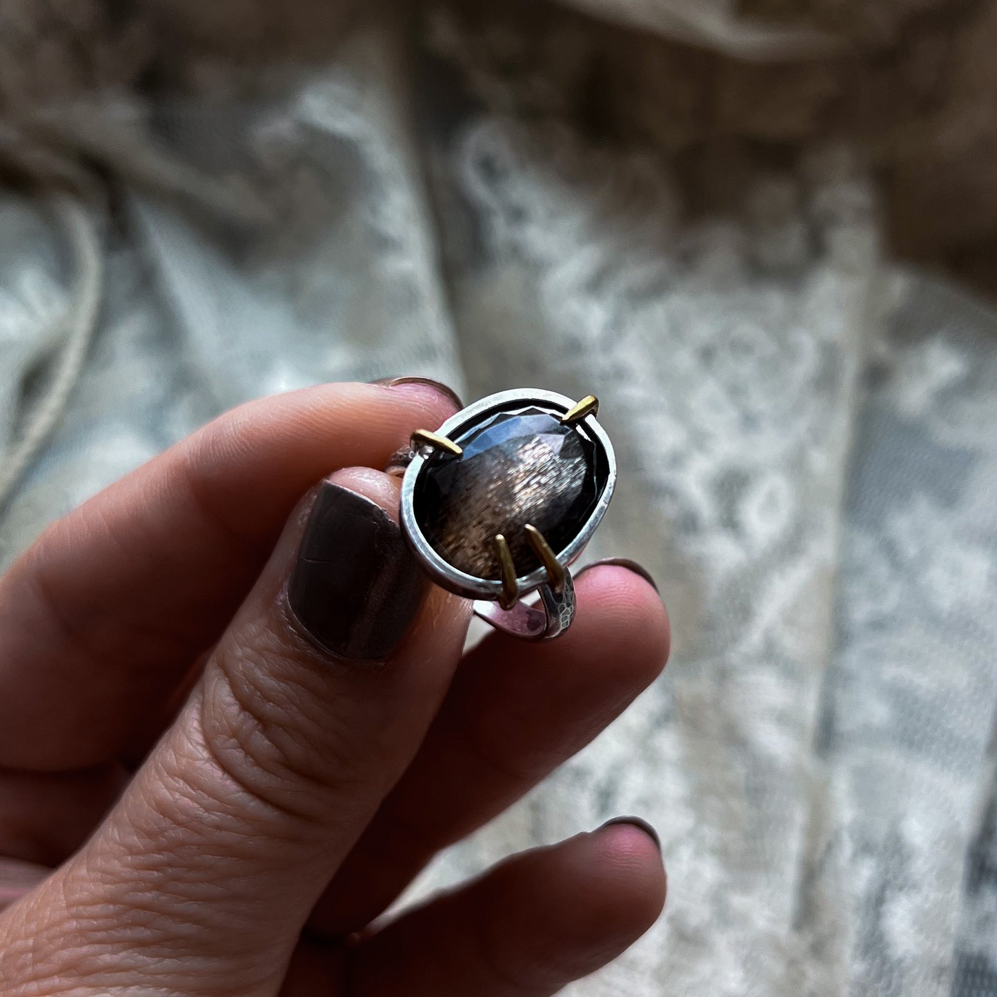 Black Moonstone Ring