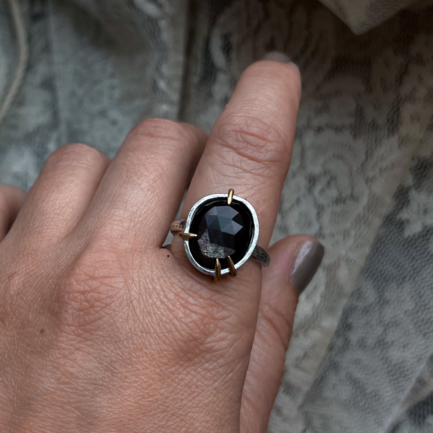 Black Moonstone Ring