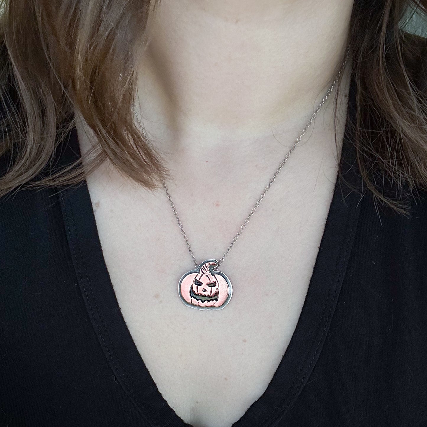 Copper Jack-o-Lantern Pendant