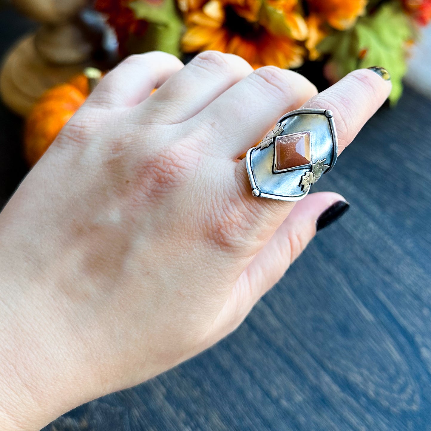 Autumn Guardian Shield Ring - Size 7.5