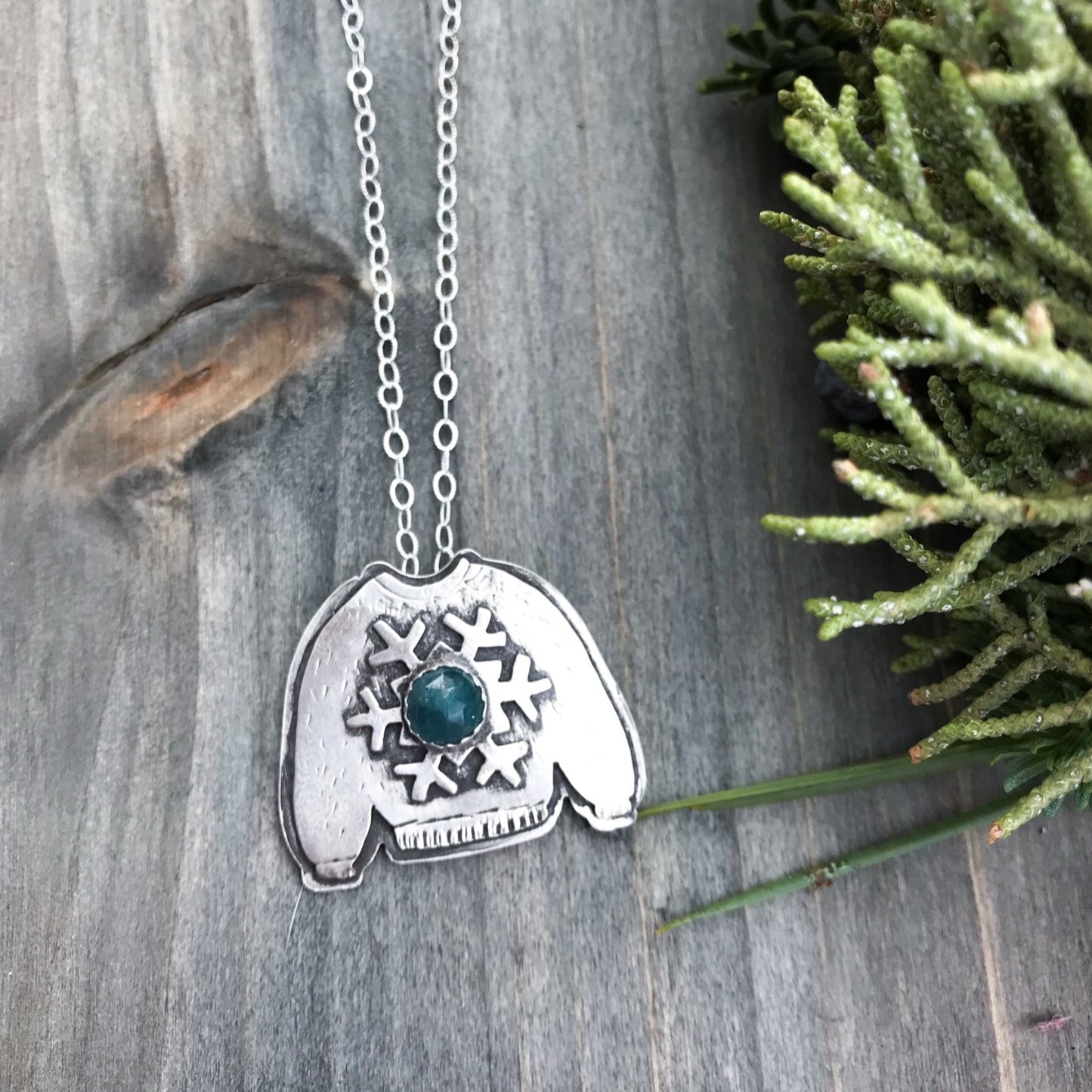 Holiday Sweater Pendant with Kyanite