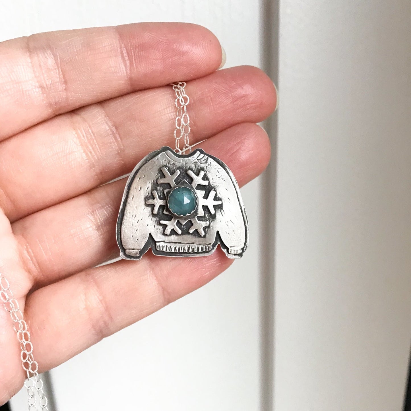 Holiday Sweater Pendant with Kyanite