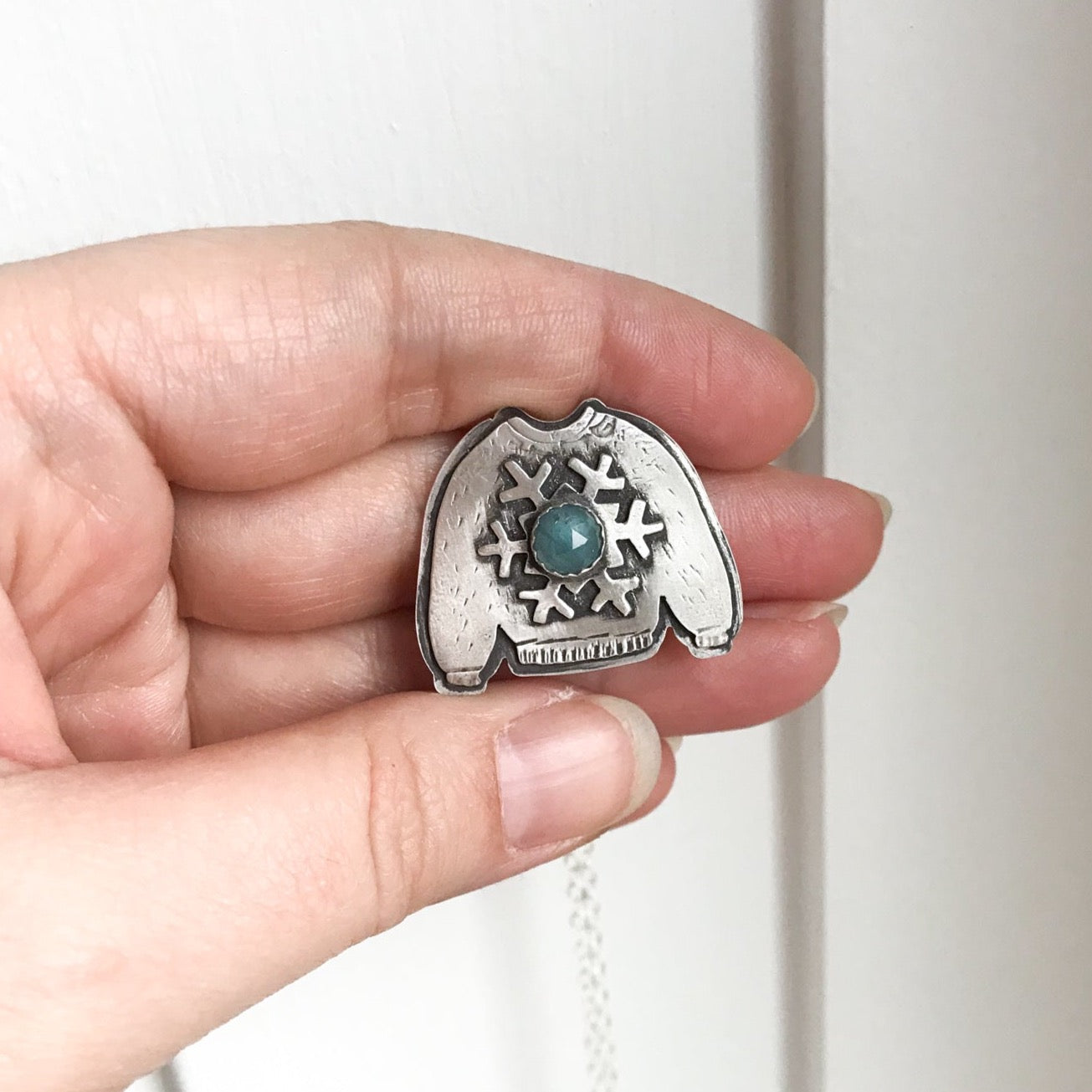 Holiday Sweater Pendant with Kyanite