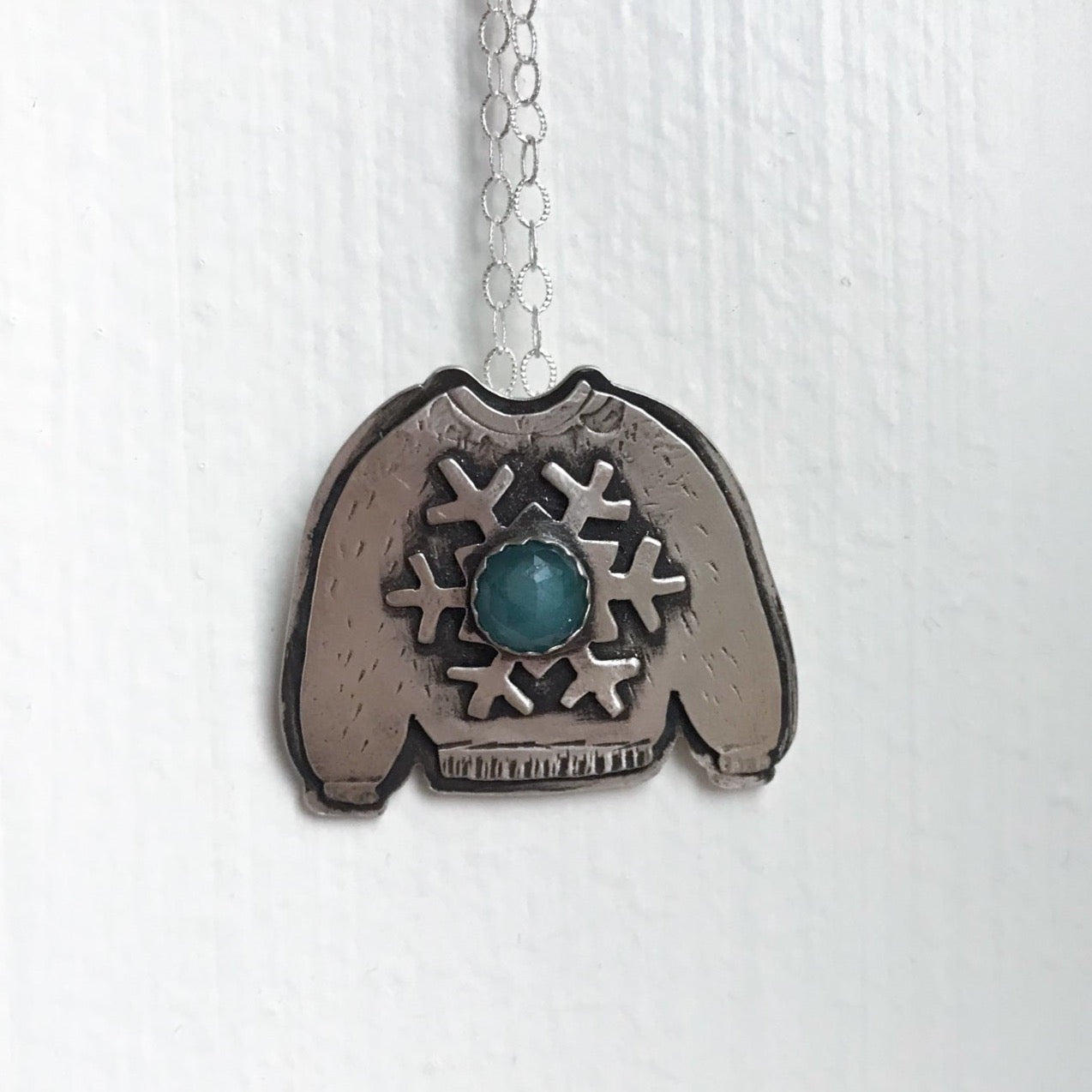 Holiday Sweater Pendant with Kyanite