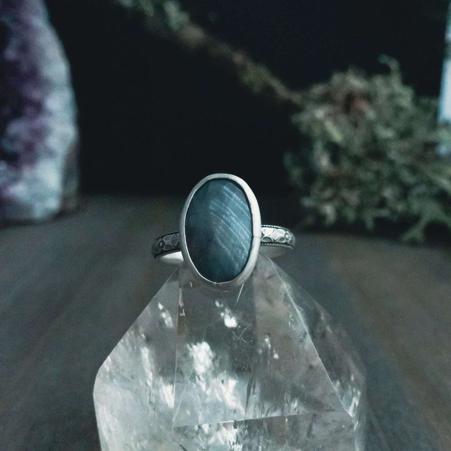 Silver Sapphire Ring - Size 7.5