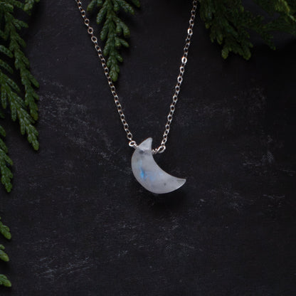 Crescent Moon Gemstone Necklace