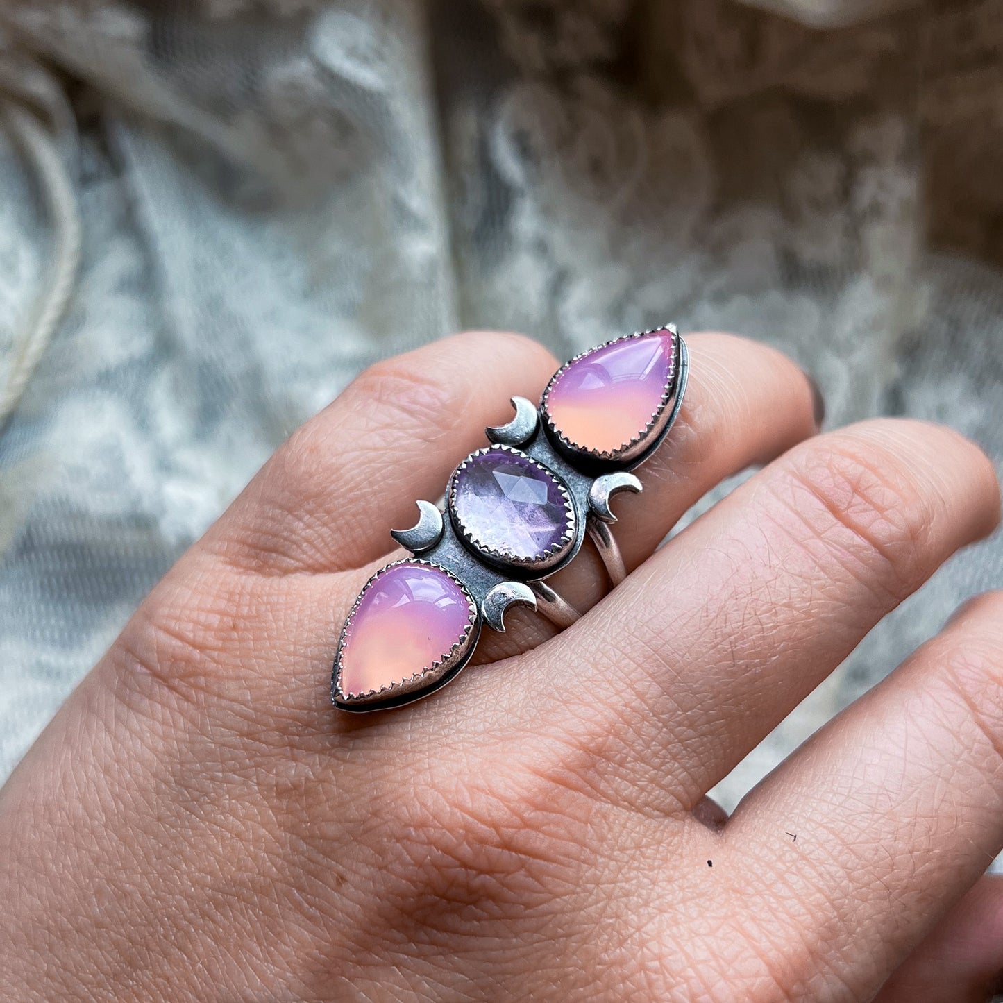 Lilac Chalcedony Statement Ring