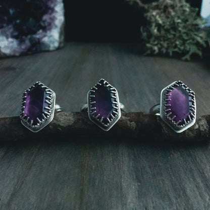 Hexagon Amethyst Rings