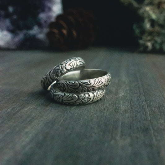 Sterling Silver Floral Band
