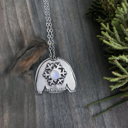 Holiday Sweater Pendant with Moonstone