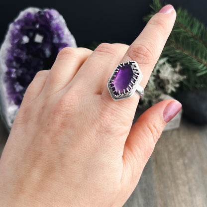 Hexagon Amethyst Rings